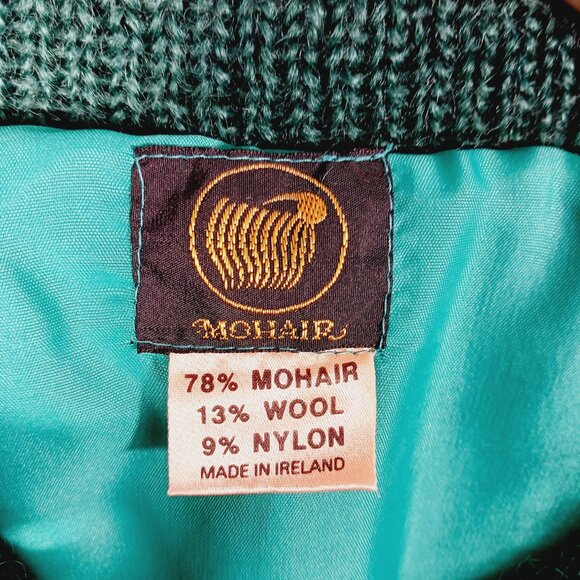 Mohair Label Irish Mohair & Wool Geo Print Cardigan, Greens & Peacock Blue ? Med - Picture 2 of 16